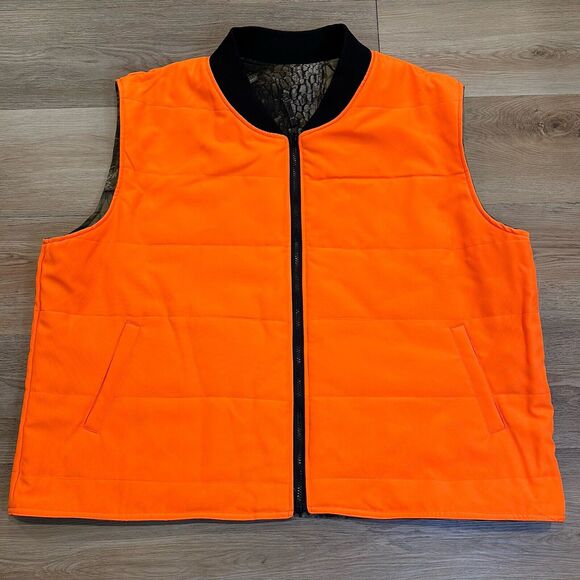 Bob Allen Realtree Hardwoods Camo Orange Reversible Hunting VEST Mens XXL New - Picture 11 of 12